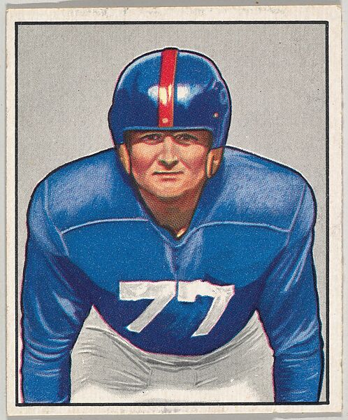 Card Number 140, Jim White, Tackle, New York Giants, from the Bowman Football series (R407-2) issued by Bowman Gum, Issued by Bowman Gum Company, Commercial color lithograph 