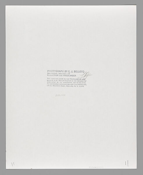 [Storyville Portrait], E. J. Bellocq (American, 1873–1949), Gelatin silver print from glass negative