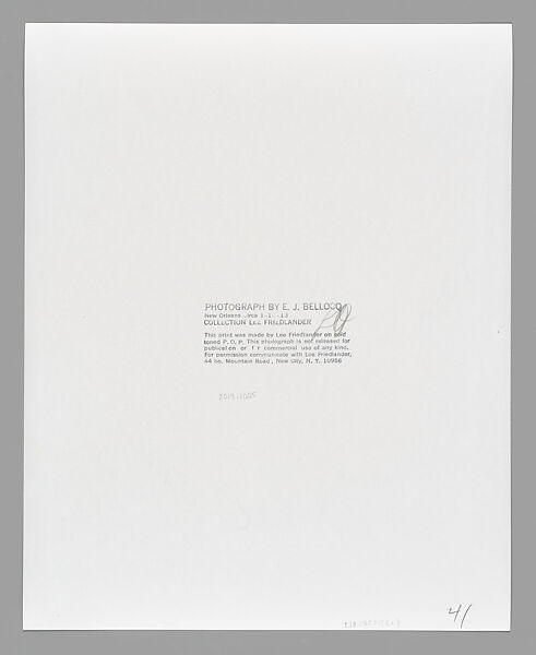 [Storyville Portrait], E. J. Bellocq (American, 1873–1949), Gelatin silver print from glass negative
