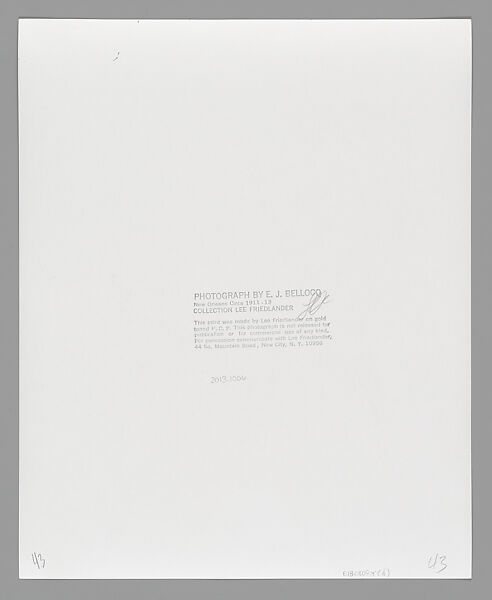 [Storyville Portrait], E. J. Bellocq (American, 1873–1949), Gelatin silver print from glass negative