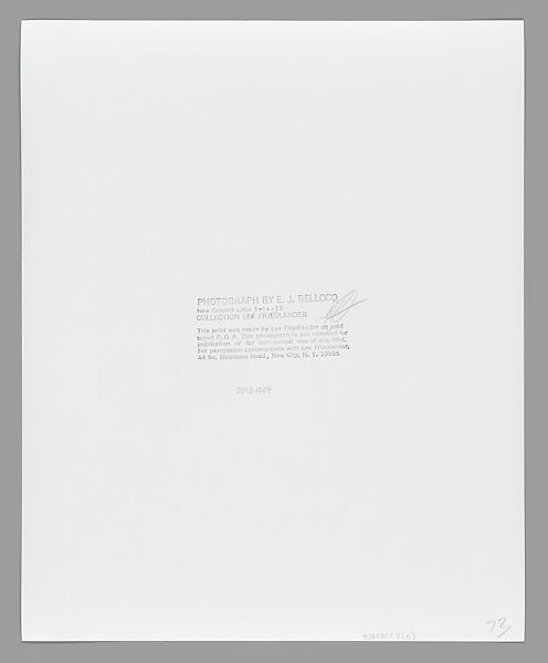 [Storyville Portrait], E. J. Bellocq (American, 1873–1949), Gelatin silver print from glass negative