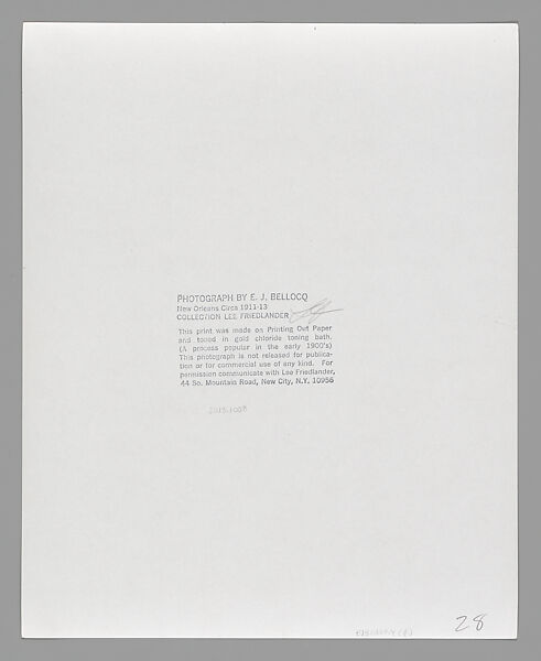 [Storyville Portrait], E. J. Bellocq (American, 1873–1949), Gelatin silver print from glass negative