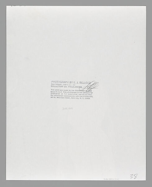 [Storyville Portrait], E. J. Bellocq (American, 1873–1949), Gelatin silver print from glass negative