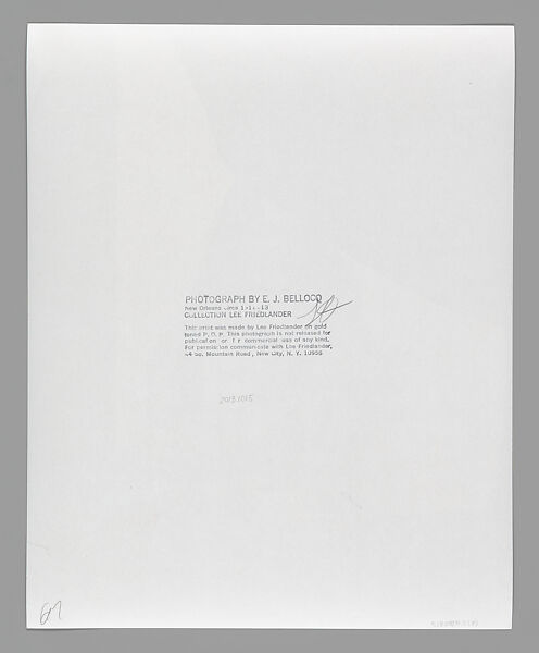 [Storyville Portrait], E. J. Bellocq (American, 1873–1949), Gelatin silver print from glass negative