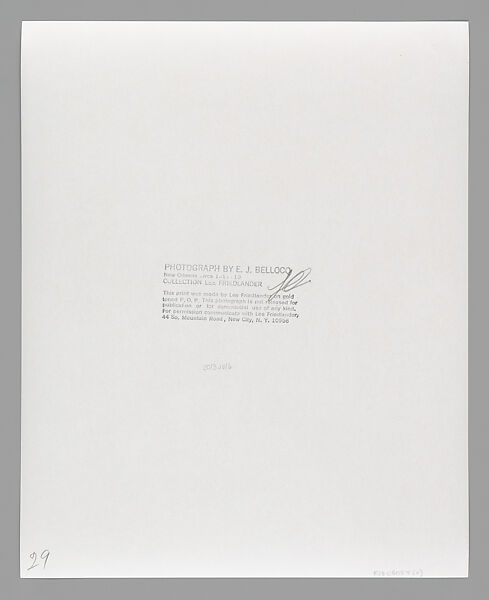 [Storyville Portrait], E. J. Bellocq (American, 1873–1949), Gelatin silver print from glass negative