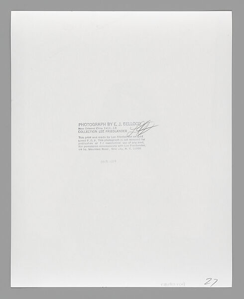 [Storyville Portrait], E. J. Bellocq (American, 1873–1949), Gelatin silver print from glass negative