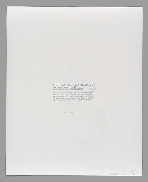[Storyville Portrait], E. J. Bellocq (American, 1873–1949), Gelatin silver print from glass negative
