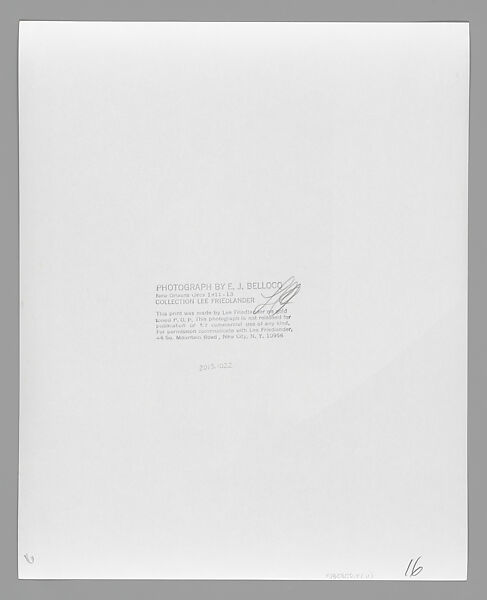 [Storyville Portrait], E. J. Bellocq (American, 1873–1949), Gelatin silver print from glass negative