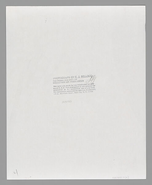 [Storyville Portrait], E. J. Bellocq (American, 1873–1949), Gelatin silver print from glass negative