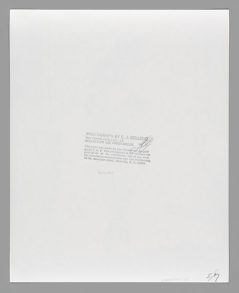 [Storyville Portrait], E. J. Bellocq (American, 1873–1949), Gelatin silver print from glass negative