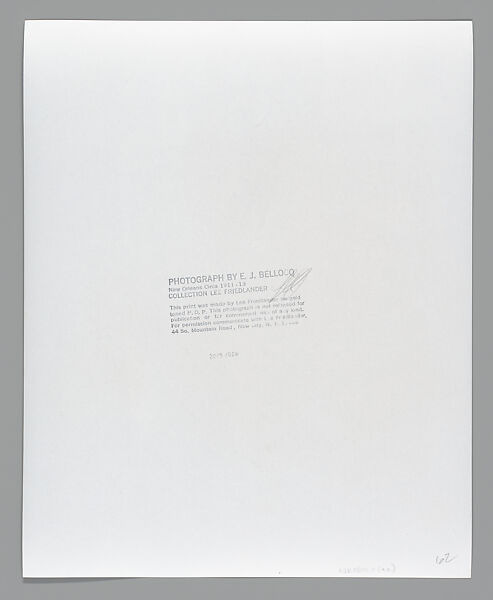 [Storyville Portrait], E. J. Bellocq (American, 1873–1949), Gelatin silver print from glass negative