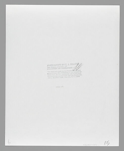 [Storyville Portrait], E. J. Bellocq (American, 1873–1949), Gelatin silver print from glass negative