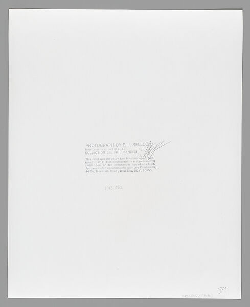 [Storyville Portrait], E. J. Bellocq (American, 1873–1949), Gelatin silver print from glass negative