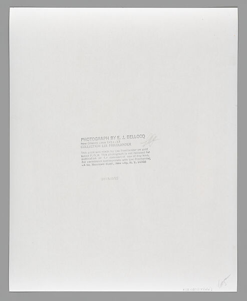 [Storyville Portrait], E. J. Bellocq (American, 1873–1949), Gelatin silver print from glass negative