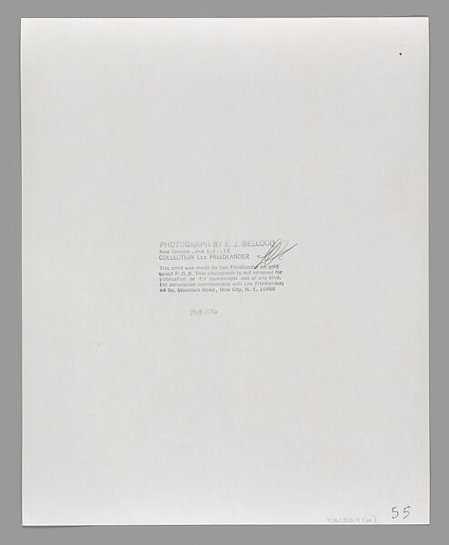 [Storyville Portrait], E. J. Bellocq (American, 1873–1949), Gelatin silver print from glass negative