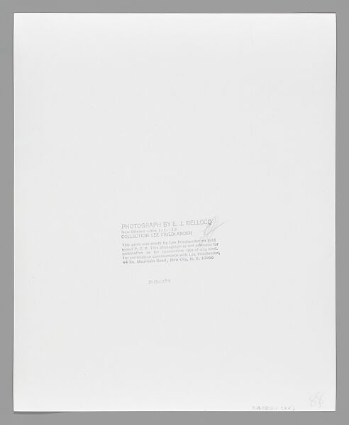 [Storyville Portrait], E. J. Bellocq (American, 1873–1949), Gelatin silver print from glass negative