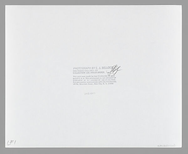 [Storyville Portrait], E. J. Bellocq (American, 1873–1949), Gelatin silver print from glass negative