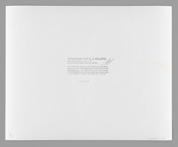 [Storyville Portrait], E. J. Bellocq (American, 1873–1949), Gelatin silver print from glass negative