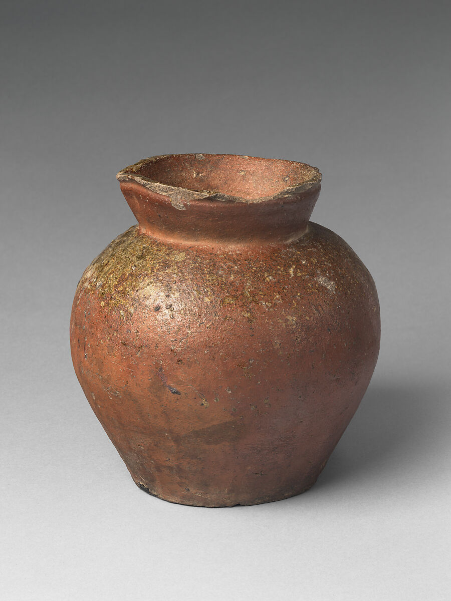 Wide-Mouthed Jar (Kame), Stoneware with incised kiln mark and natural ash glaze (Echizen ware), Japan
