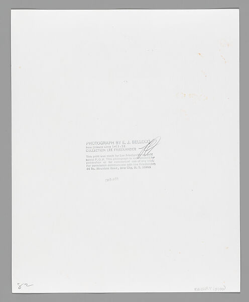 [Storyville Portrait], E. J. Bellocq (American, 1873–1949), Gelatin silver print from glass negative