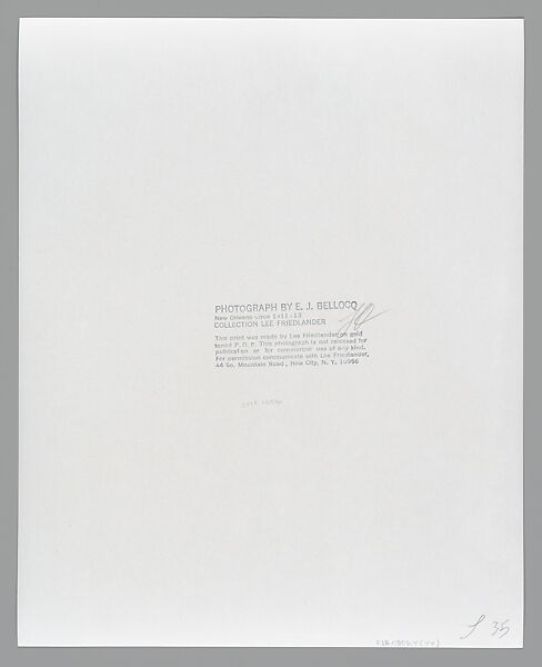 [Storyville Portrait], E. J. Bellocq (American, 1873–1949), Gelatin silver print from glass negative