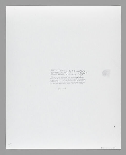 [Storyville Portrait], E. J. Bellocq (American, 1873–1949), Gelatin silver print from glass negative