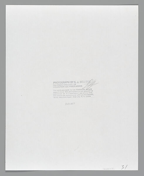 [Storyville Portrait], E. J. Bellocq (American, 1873–1949), Gelatin silver print from glass negative