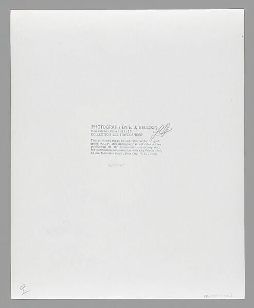 [Storyville Portrait], E. J. Bellocq (American, 1873–1949), Gelatin silver print from glass negative