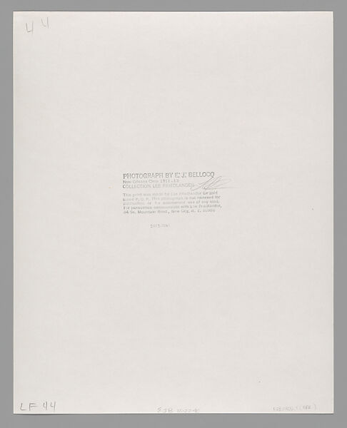 [Storyville Portrait], E. J. Bellocq (American, 1873–1949), Gelatin silver print from glass negative