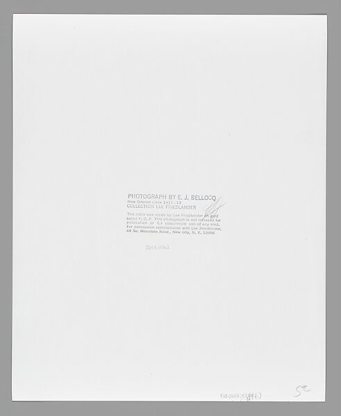 [Storyville Portrait], E. J. Bellocq (American, 1873–1949), Gelatin silver print from glass negative