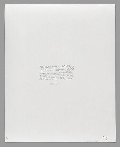 [Storyville Portrait], E. J. Bellocq (American, 1873–1949), Gelatin silver print from glass negative