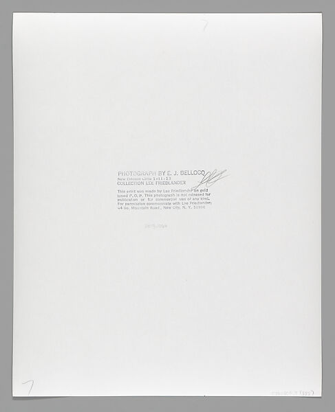 [Storyville Portrait], E. J. Bellocq (American, 1873–1949), Gelatin silver print from glass negative