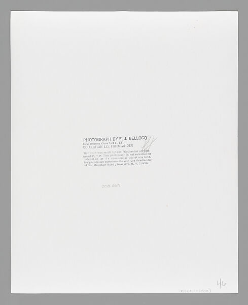 [Storyville Portrait], E. J. Bellocq (American, 1873–1949), Gelatin silver print from glass negative