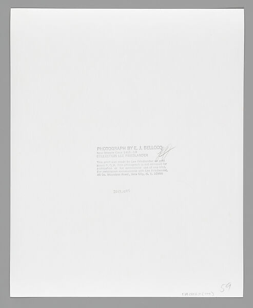 [Storyville Portrait], E. J. Bellocq (American, 1873–1949), Gelatin silver print from glass negative