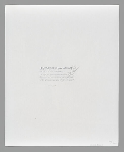 [Storyville Portrait], E. J. Bellocq (American, 1873–1949), Gelatin silver print from glass negative