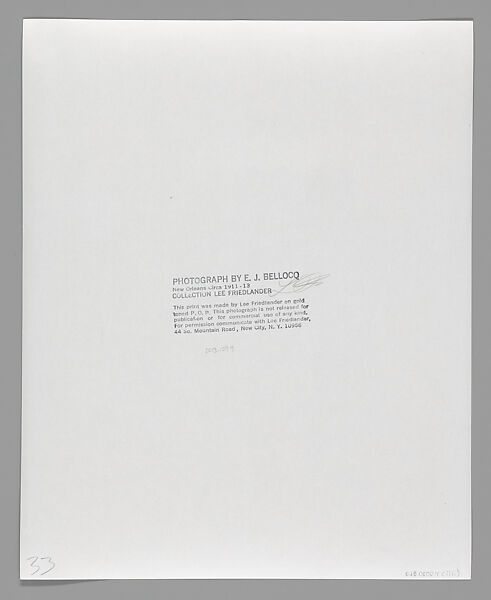 [Storyville Portrait], E. J. Bellocq (American, 1873–1949), Gelatin silver print from glass negative