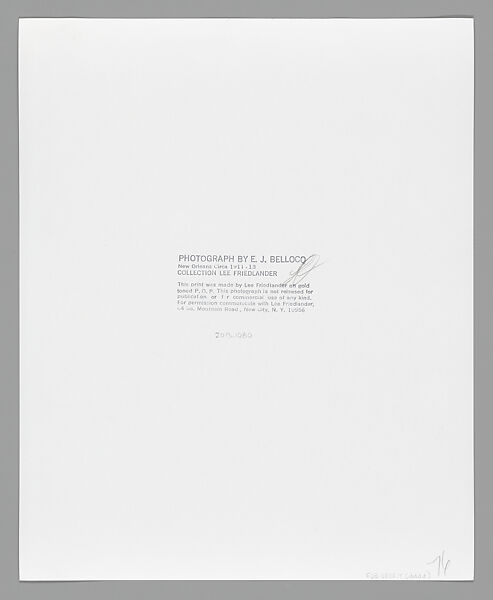 [Storyville Portrait], E. J. Bellocq (American, 1873–1949), Gelatin silver print from glass negative