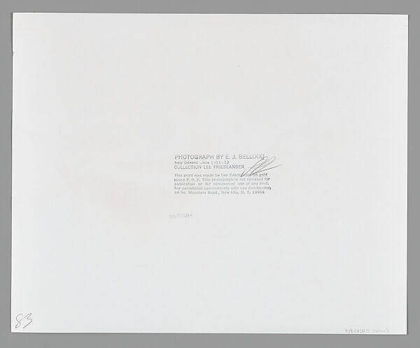 [Storyville Portrait], E. J. Bellocq (American, 1873–1949), Gelatin silver print from glass negative