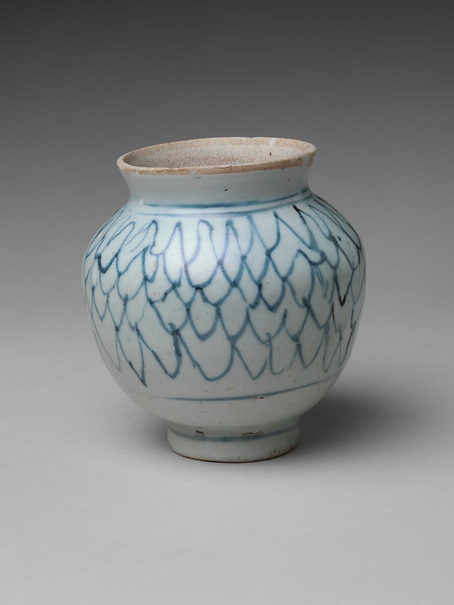 Jar (Tsubo) with Stylized Net Design, Porcelain with cobalt blue under transparent glaze (Hizen ware, Arita type), Japan