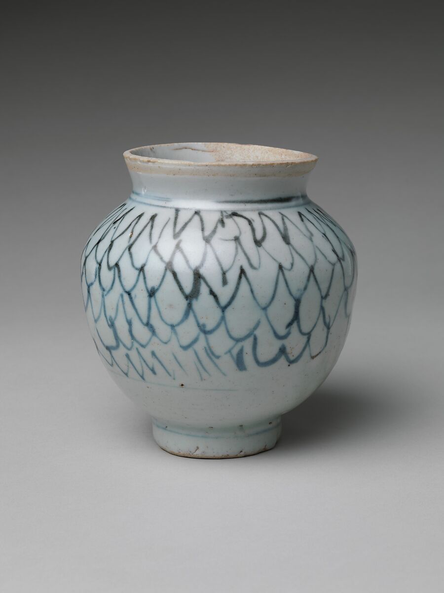 Jar with Stylized Net Design, Porcelain with underglaze blue decoration (Hizen ware, early Imari type), Japan 