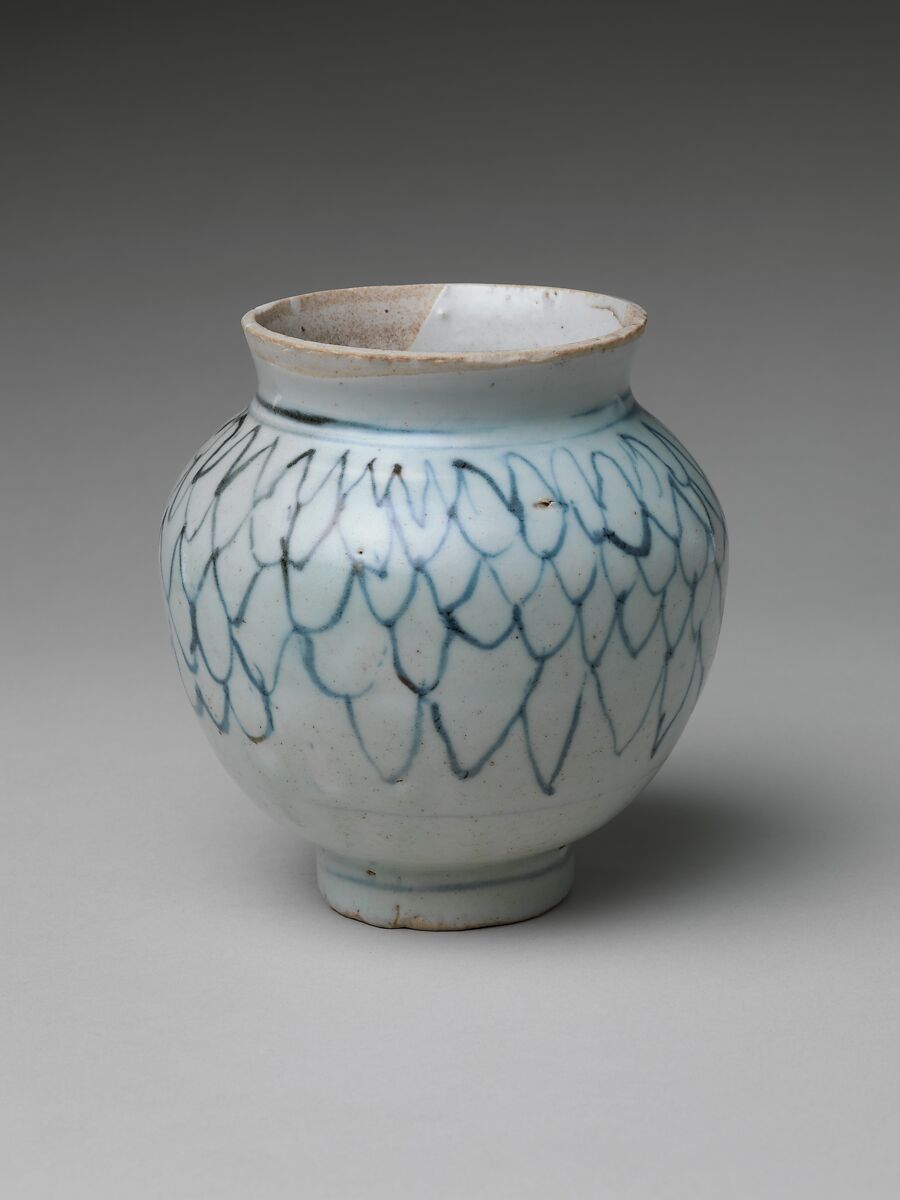 Jar (Tsubo) with Stylized Net Design, Porcelain with cobalt blue under transparent glaze (Hizen ware, Arita type), Japan