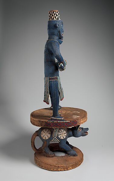 Throne of Njouteu, Grassfields carver and master beader, Wood, glass beads, cloth, cowrie shells, Bamileke