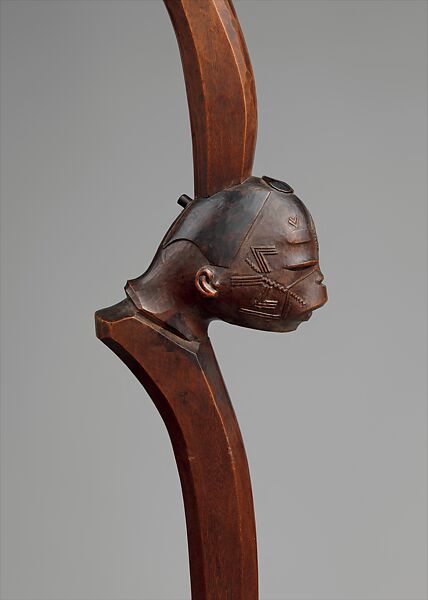 Simbo (ceremonial staff) with two heads, Makonde artist, Wood, Makonde