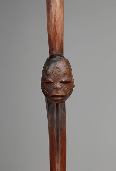 Simbo (ceremonial staff) with two heads, Makonde artist, Wood, Makonde