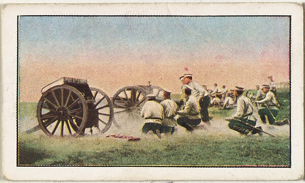 Card No. 219, Russian Artillery in Action, from the World War I Scenes series (T121) issued by Sweet Caporal Cigarettes, Issued by American Tobacco Company, Photolithograph 