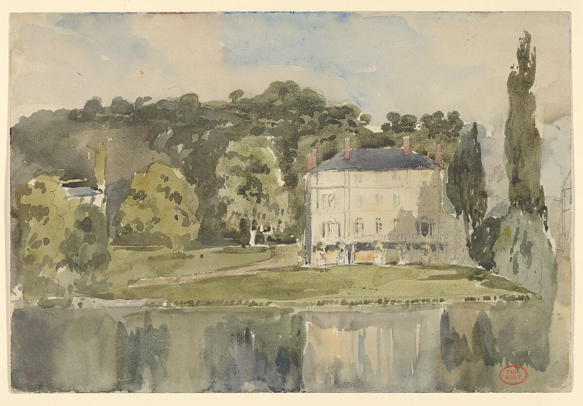 View of the Château at Folembray, Paul Huet (French, Paris 1803–1869 Paris), Watercolor 