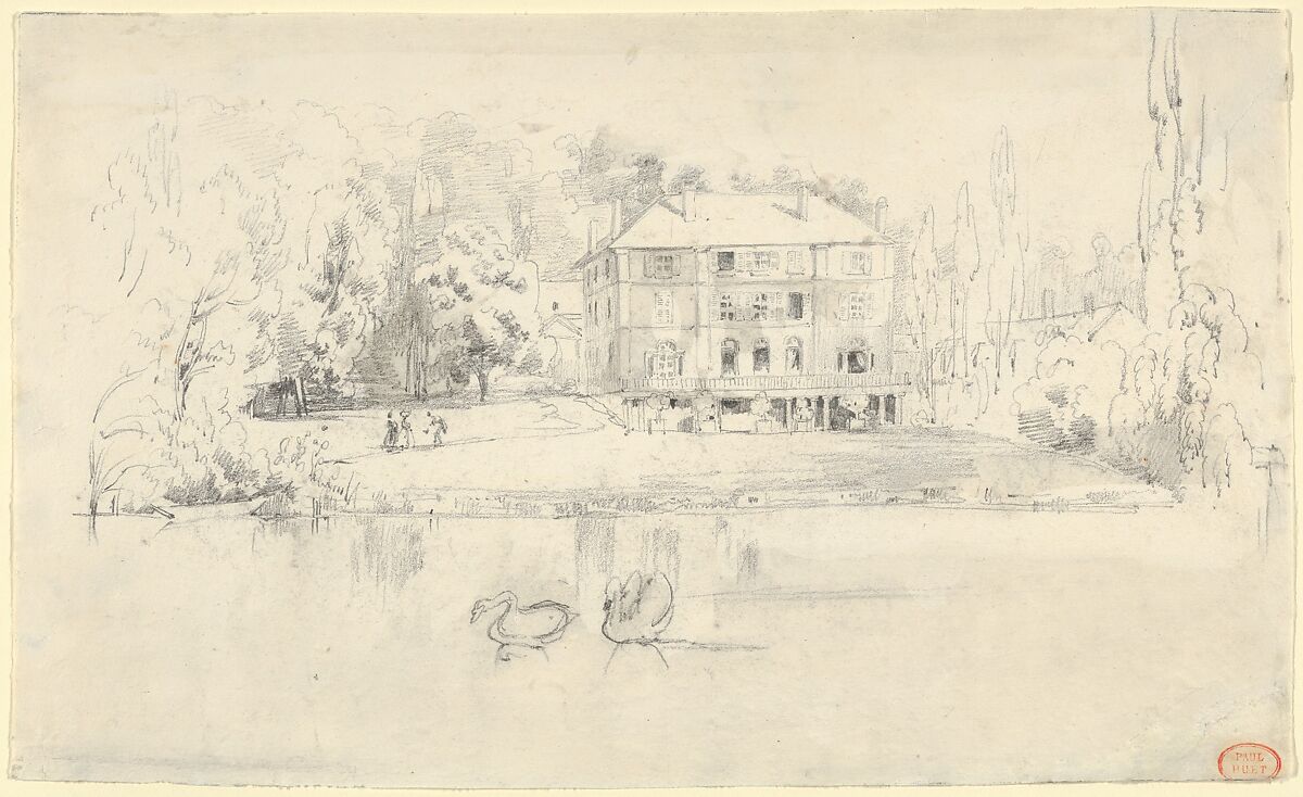 View of the Château at Folembray, Paul Huet (French, Paris 1803–1869 Paris), Graphite 