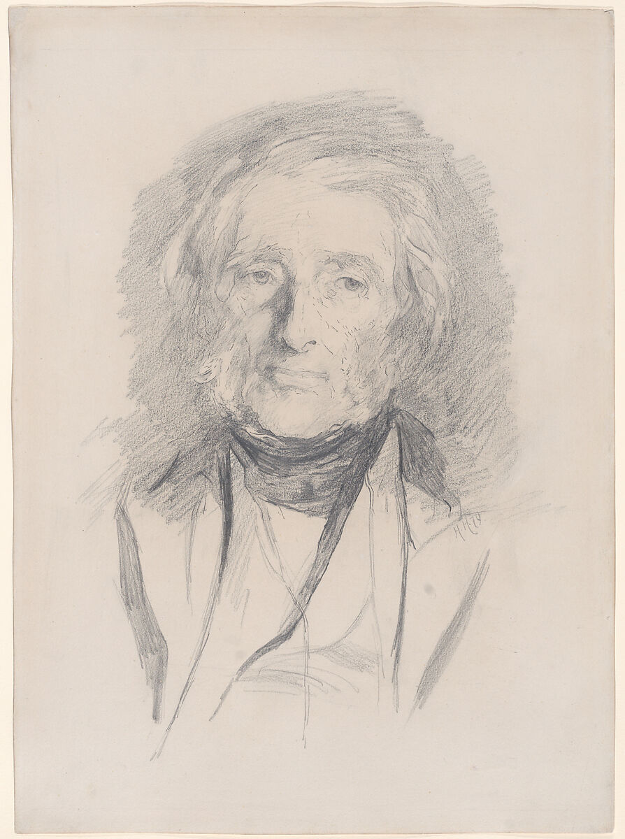 Portrait of John Ruskin, Sir Hubert von Herkomer (British, Waal, Bavaria 1849–1914 Budleigh Salterton, Devon), Graphite with touches of pen and black ink 