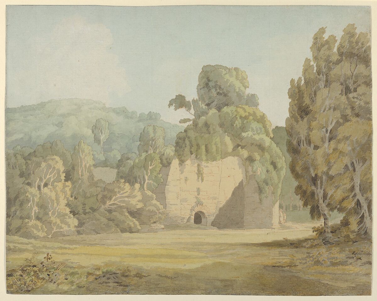 An ivy covered ruin, Francis Towne (British, Isleworth, Middlesex 1739–1816 Exeter), Watercolor with pen and brown ink with traces of graphite 
