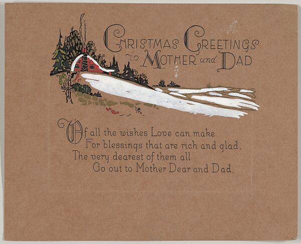Christmas Greetings for Mother and Dad, Anonymous, Commercial process 